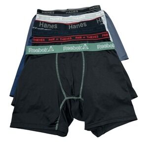 Mens Boxer Briefs Lot 6 Reebok Pair of Thieves Hanes Mixed Colors L/XL Underwear